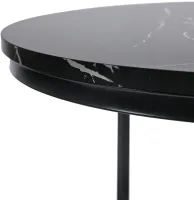 Комплект журнальных столиков Kontrast SK102 2 в 1 50 / 70 см круглый двойной кофейный стол трансформер Лофт с металлическим каркасом Черный мрамор
