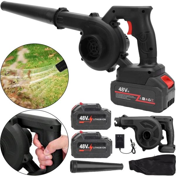 Аккумуляторная воздуходувка Blower MDHL CFJ001 48V 4Ah для уборки листьев, Беспроводной садовый пылесос дуйка 600W с мешком для пыли Черный