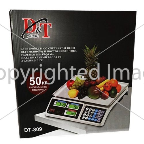 Торговые электронные весы Smart DT-809 24х35 см нагрузка до 50 кг, Аккумуляторные настольные весы для торговли со счетчиком цены и калькулятором