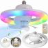Электрический потолочный вентилятор лампа LED Fan Light CHP-008 2835 2в1 в патрон E27 с пультом дистанционного управления, RGB люстра с вентилятором