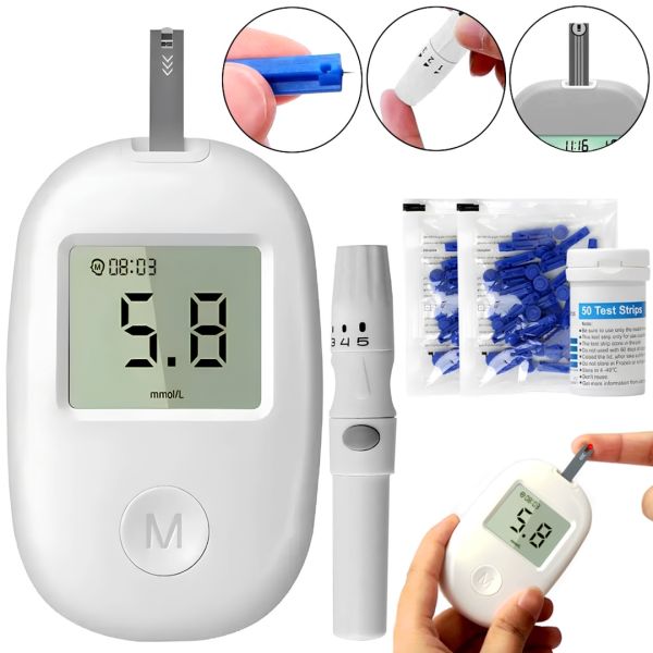 Глюкометр с тест полосками Blood Glucose Meter G-171A аппарат для измерения и контроля сахара в крови, тестер глюкозы для диабетиков на батарейках