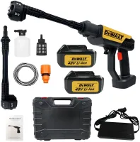 Беспроводная мойка высокого давления Dewalt DCPW600N 48V 5Ah 2 аккумулятора, аккумуляторная мини автомойка с кейсом, распылитель Девольт для авто