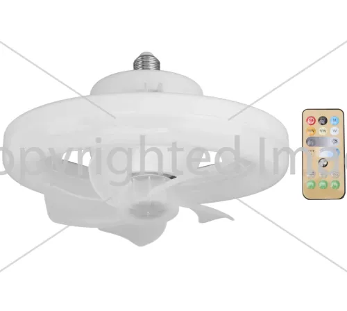 Электрический потолочный вентилятор лампа LED Fan Light CHP-008 2835 2в1 в патрон E27 с пультом дистанционного управления, RGB люстра с вентилятором