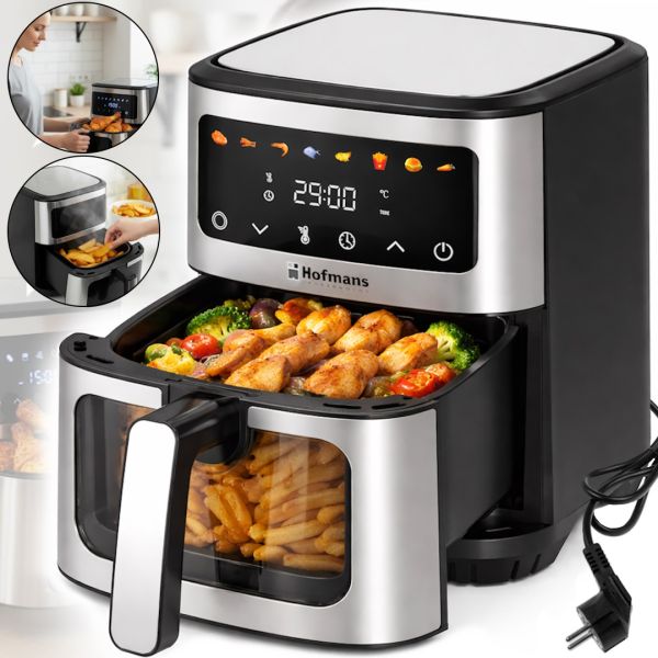 Аэрогриль мультипечь Hoffmans HM-791 8 л 2000W сенсорная безмаслянная аэрофритюрница на 2 тэна с LED дисплеем, таймером и регулировкой температуры