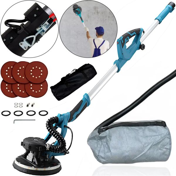 Шлифовальная машина с удлинителем Makita DSL800ZU 215мм с пылесборником для стен и потолков, Шлифмашина жираф с пылесосом и подсветкой от сети